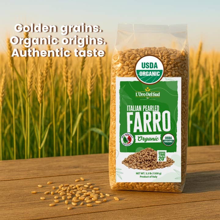 Wholesale Italian Food - Wholesale Whole Grains - L’Oro Del Sud, Organic Italian Pearled Farro, 3.2 lb (1.5 kg)3