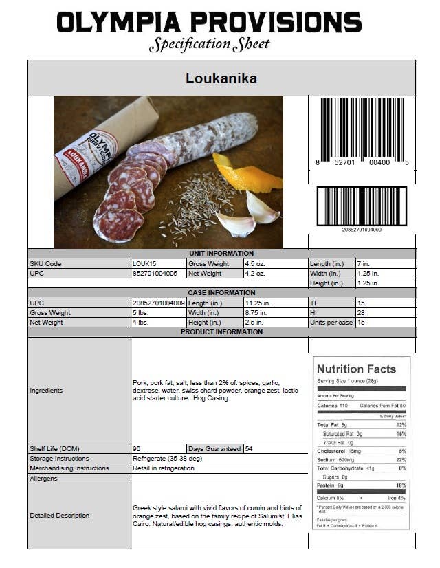 Olympia Provisions - Wholesale Salami - Loukanika Salami2