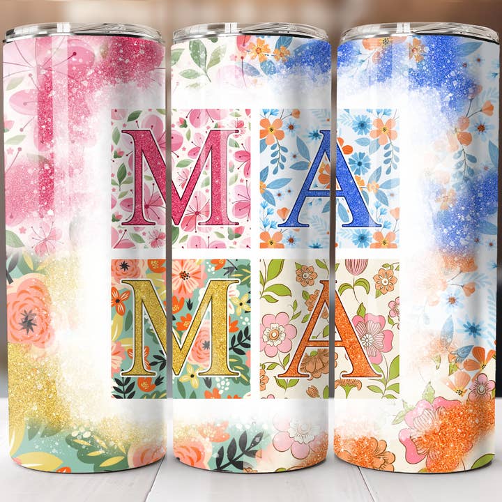 Floral Square Mama Tumbler for wholesale by Wicked Flower Creations
