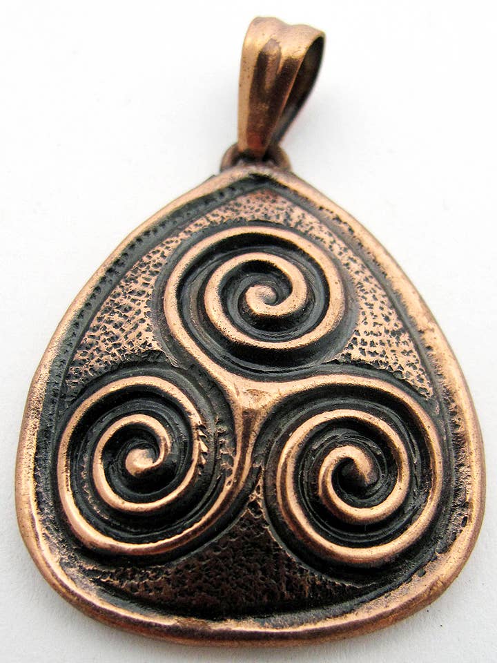 Copper Amulet Pendant- Triple Spiral for wholesale by Tika