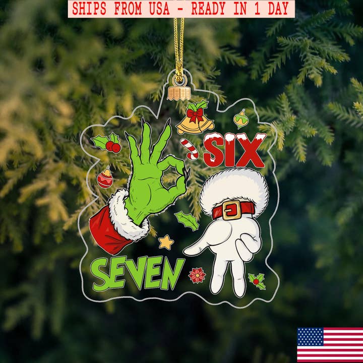 Embrova - Wholesale Ornament - Funny Six Seven Christmas Acrylic Ornament, Gen Alpha Meme 2