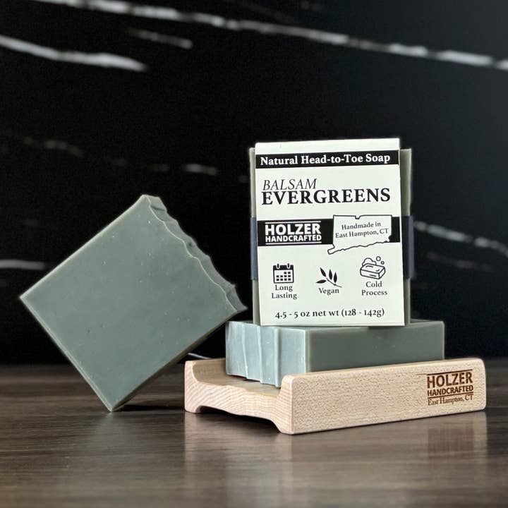 Handmade Soap Bar | Balsam Evergreens - Balsam + Bayberry + Fraser Fir Scented | Handcrafted Bar Soap | Natural Cold Process | Vegan | 4.5 oz for wholesale by Holzer Handcrafted ®