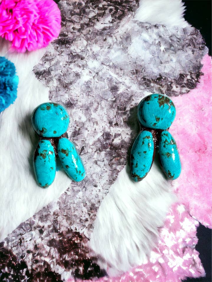 Whitley Stud Earrings- Turquoise Stones for wholesale by Nomadic Brunette