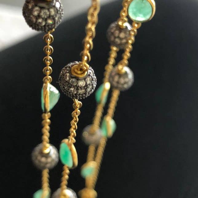 EMERALD- CHAIN NECKLACE for wholesale by Maria Khan Jewellery