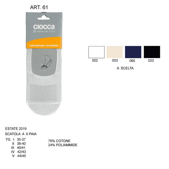 Fotbesparande lågklippta No Show Strumpor - Tillverkad i Italien (061) för wholesale av Ciocca