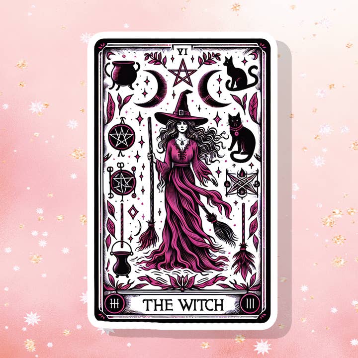 The Witch Cat Moon Tarot Card Vinyl Sticker Metaphysical for wholesale by London Luxury Candles