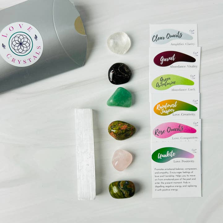 Love Crystal Set for wholesale by Blooming Light Botanical Alchemy, llc