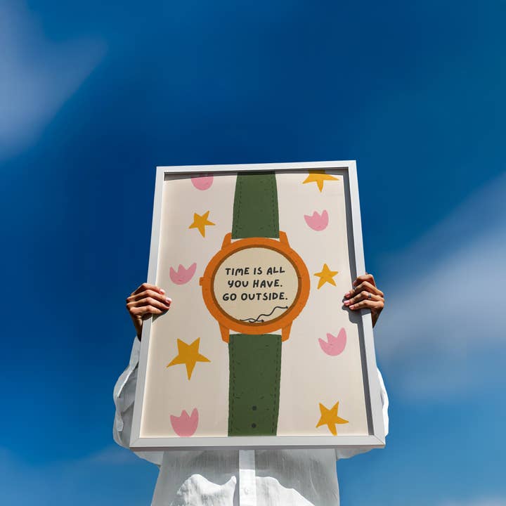 Pink Giraffe Print Co - Wholesale Art Print - Time is all you have, go outside print1