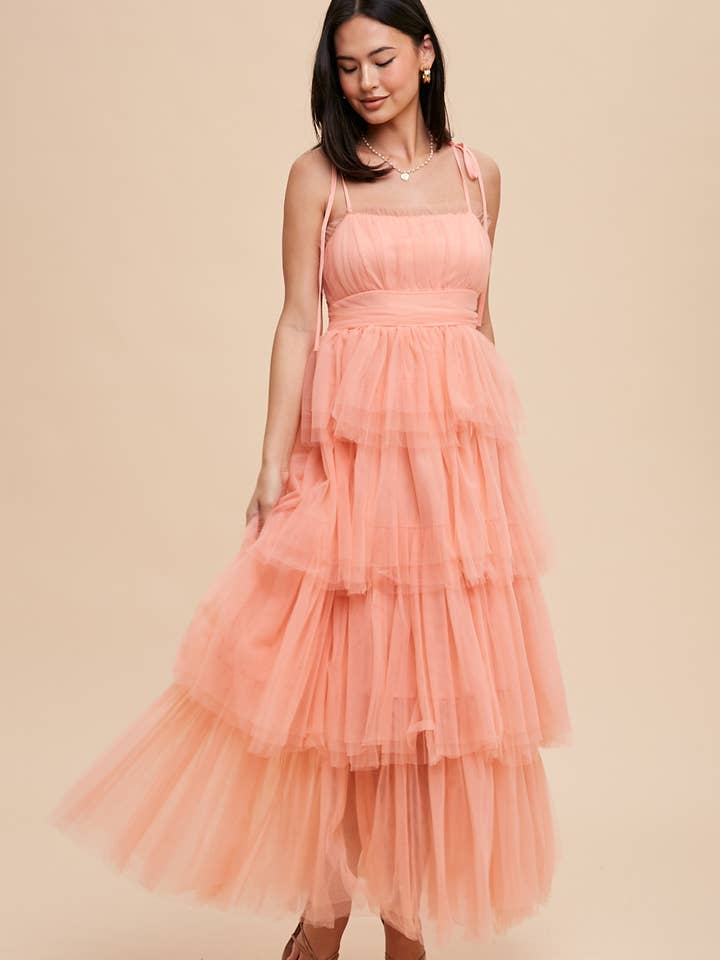 In Loom - Wholesale Dress - Women's - ROMANTIC TIERED MESH RUFFLED DRESS
