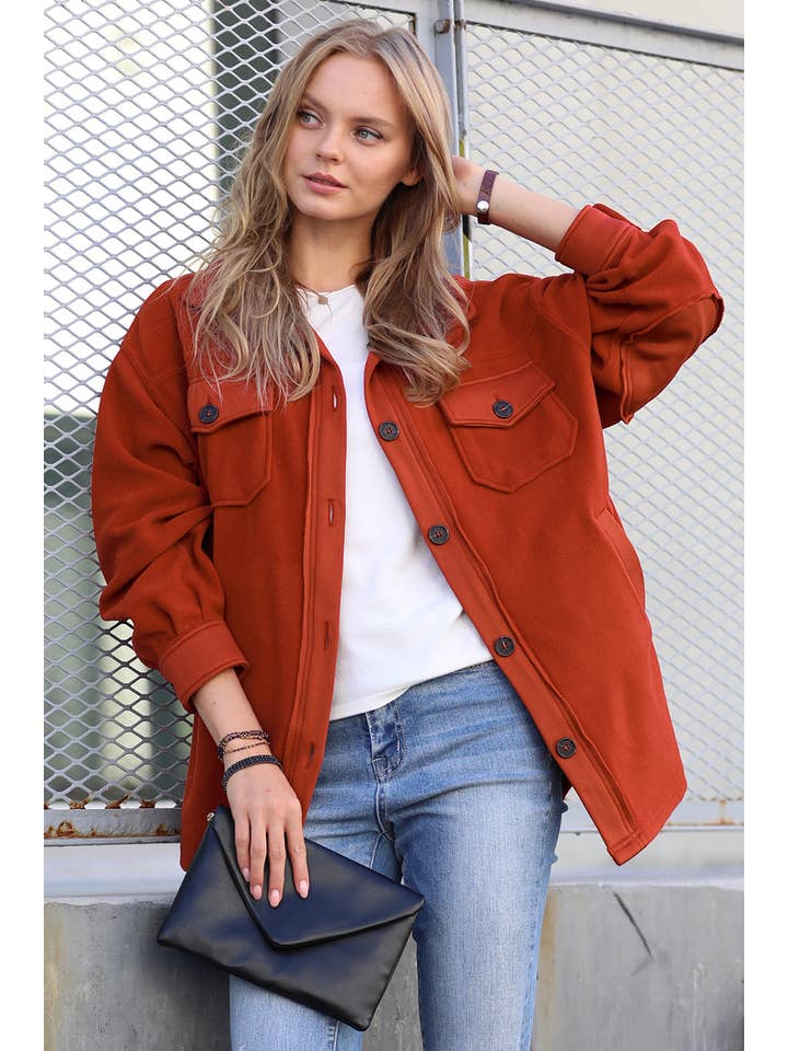 42POPS - Vente Veste-chemise – femme - "..Surchemise en polaire basique avec patchs aux coudes