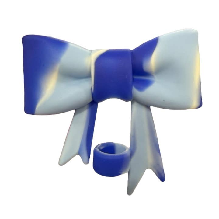 Cornflower Swirl Matte Large Bow - Silicone Straw Topper 10mm for wholesale by Olive Lane Accessories