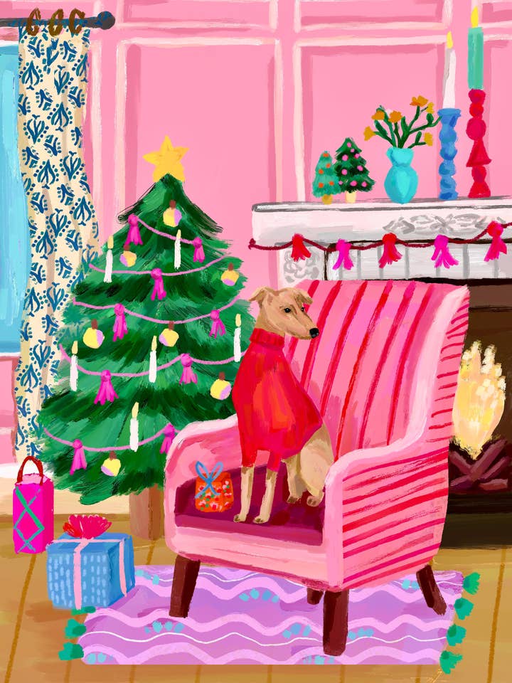 Una Navidad de Whippet para venta al por mayor de Millie Illustrates