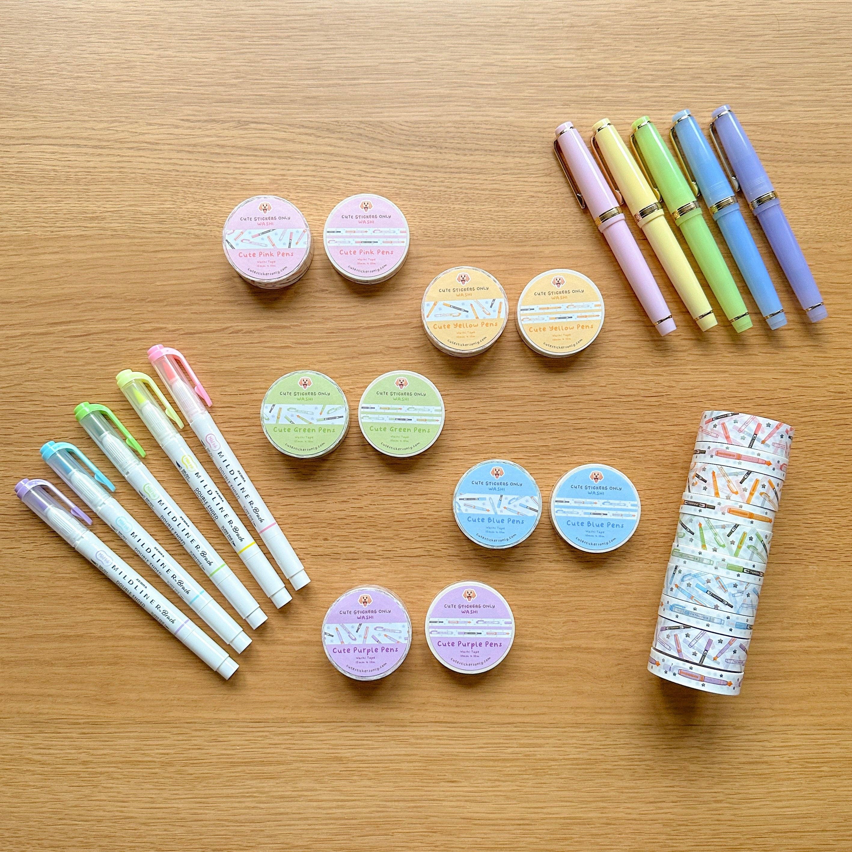 Cute Stickers Only - Wholesale Washi Tape - Cute Pink Pens Washi Tapes Set with Holo Foil5