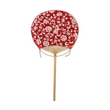 Round Fan, Red Floral, Natural Bamboo #HF-53
for wholesale by World Treasure Trading