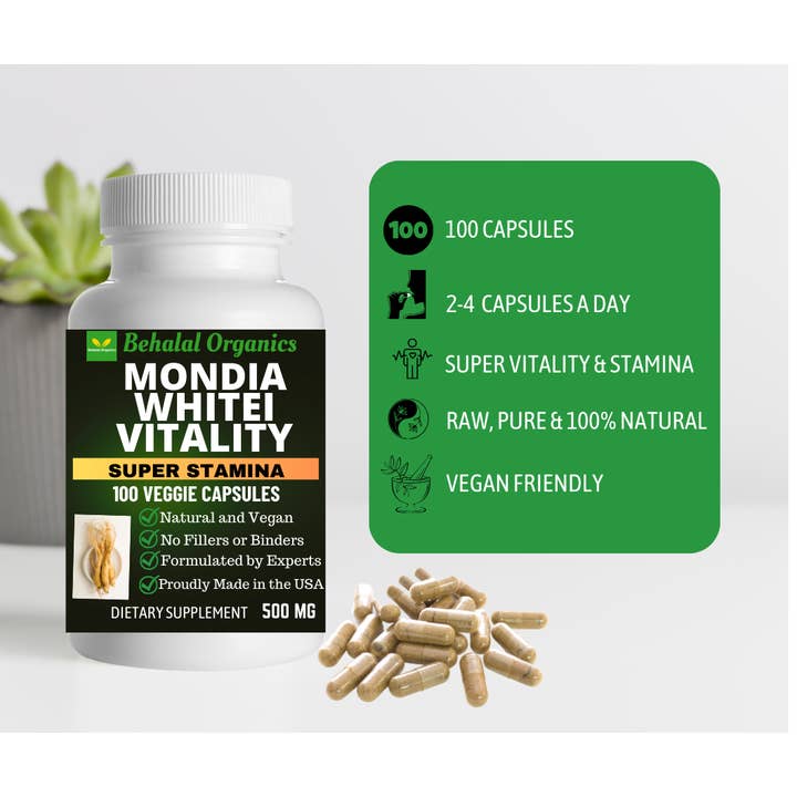 Behalal Organics – wholesale Oral supplement/vitamin – Mondia Whitei Quick Capsules 500mg - 100 counts