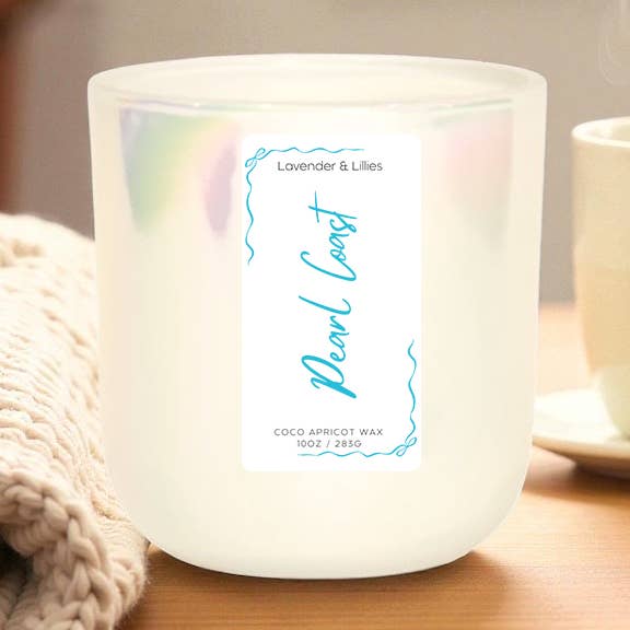 Parel Kust-10oz Luxe Coco Abrikoos Houten Lont Kaars voor wholesale door Lavender & Lillies