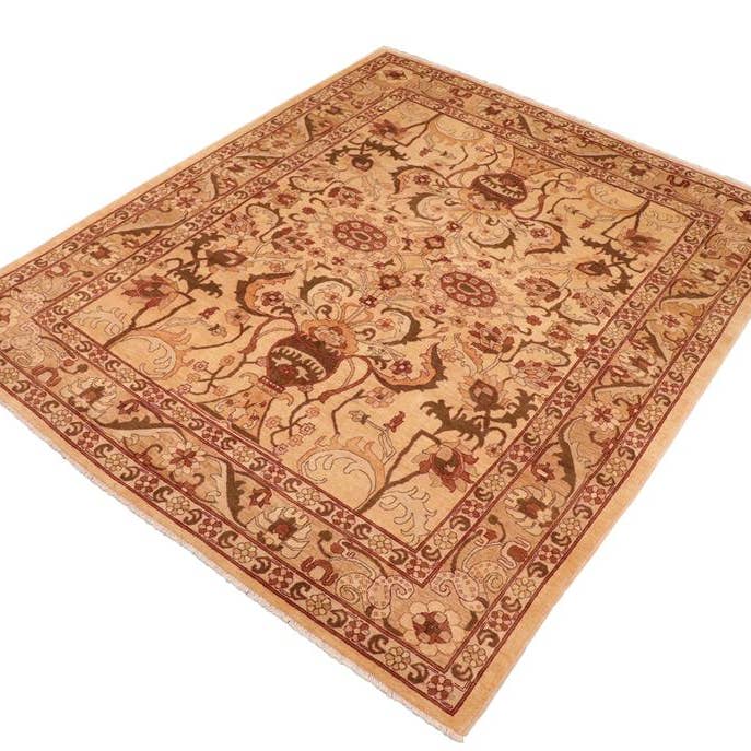 Classic Ziegler Glenna Tan/Red Wool Rug - 8'1'' x 9'11'' for wholesale by Arshs Fine Rugs