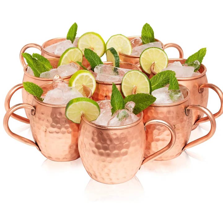 Kitchen Science Moscow Mule Copper Mugs Set of 8 (16 OZ) for wholesale by Advanced Mixology