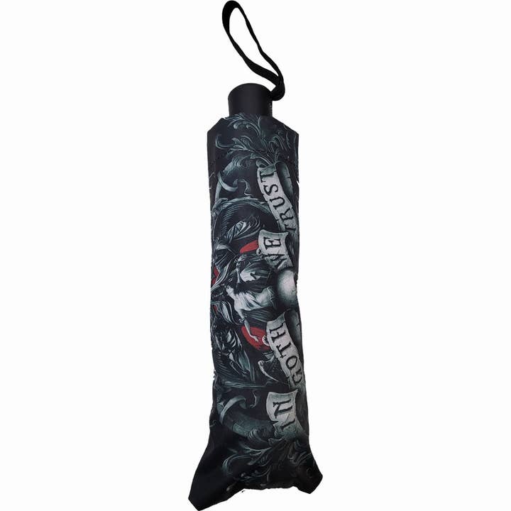 Spiral - Wholesale Umbrella - Unisex - IN GOTH WE TRUST - Compact Travel Umbrella with Auto Open & Close