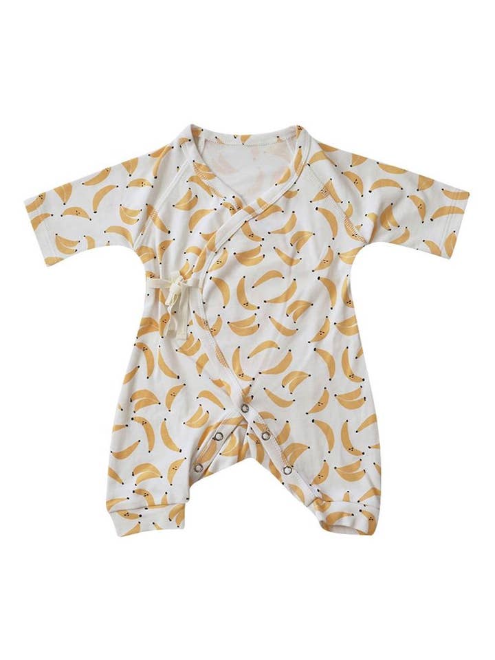 Dodo Banana - Wholesale Jumpsuit - Baby - Banana Print Baby Kimono Onesie