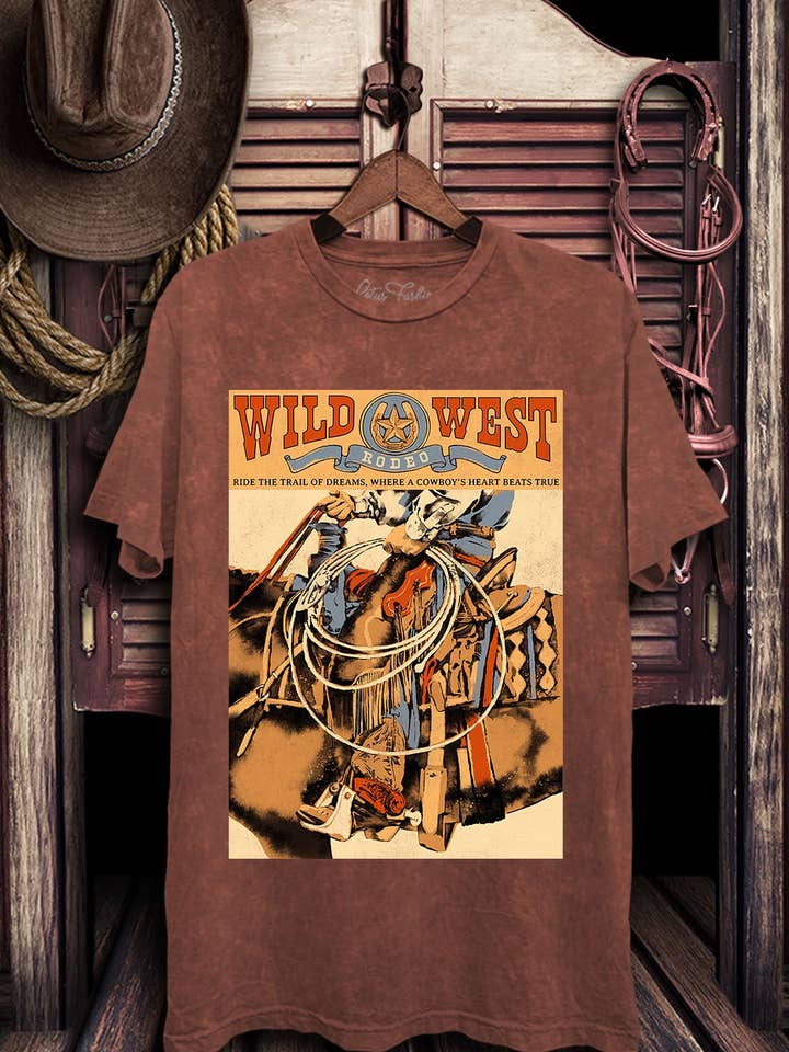 Lotus Fashion Collection - Venta al por mayor Camiseta serigrafiada - Mujer - Top estampado de los Wild West Cowboys7