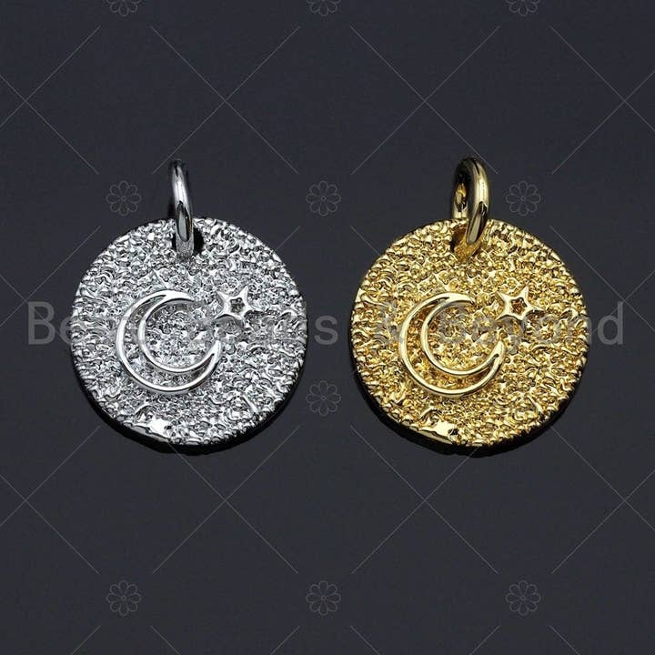 Halbmond-Stern-Münze-Anhänger, Artikel-Nr. L297 für den Großhandel von BestBeads&Beyond