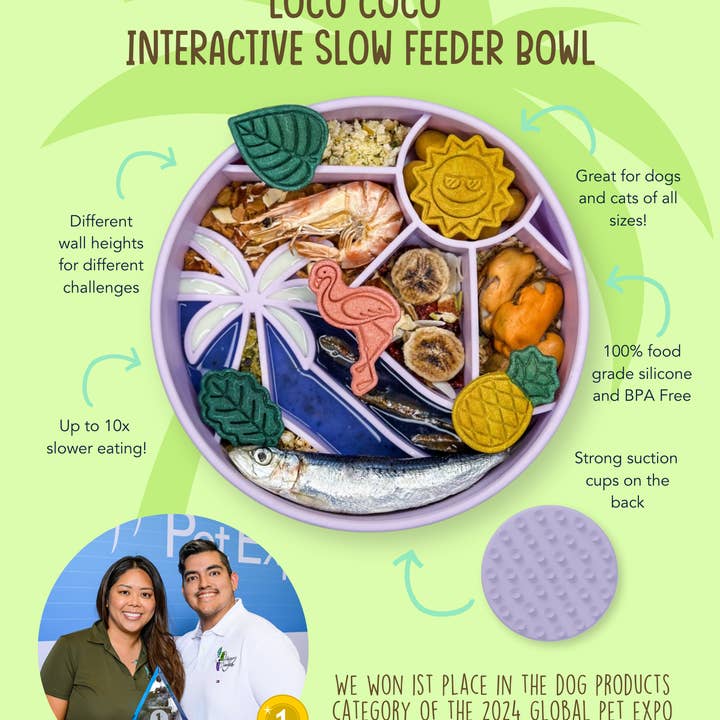 Happy Dingos - Wholesale Pet Bowl - Cat/Dog - Loco Coco Interactive Slow Feeder Bowl 2