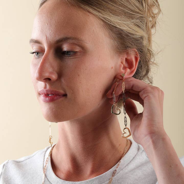 Dangle Double Sided Gold Filled Heart Earrings for wholesale by Rejected Hearts Club