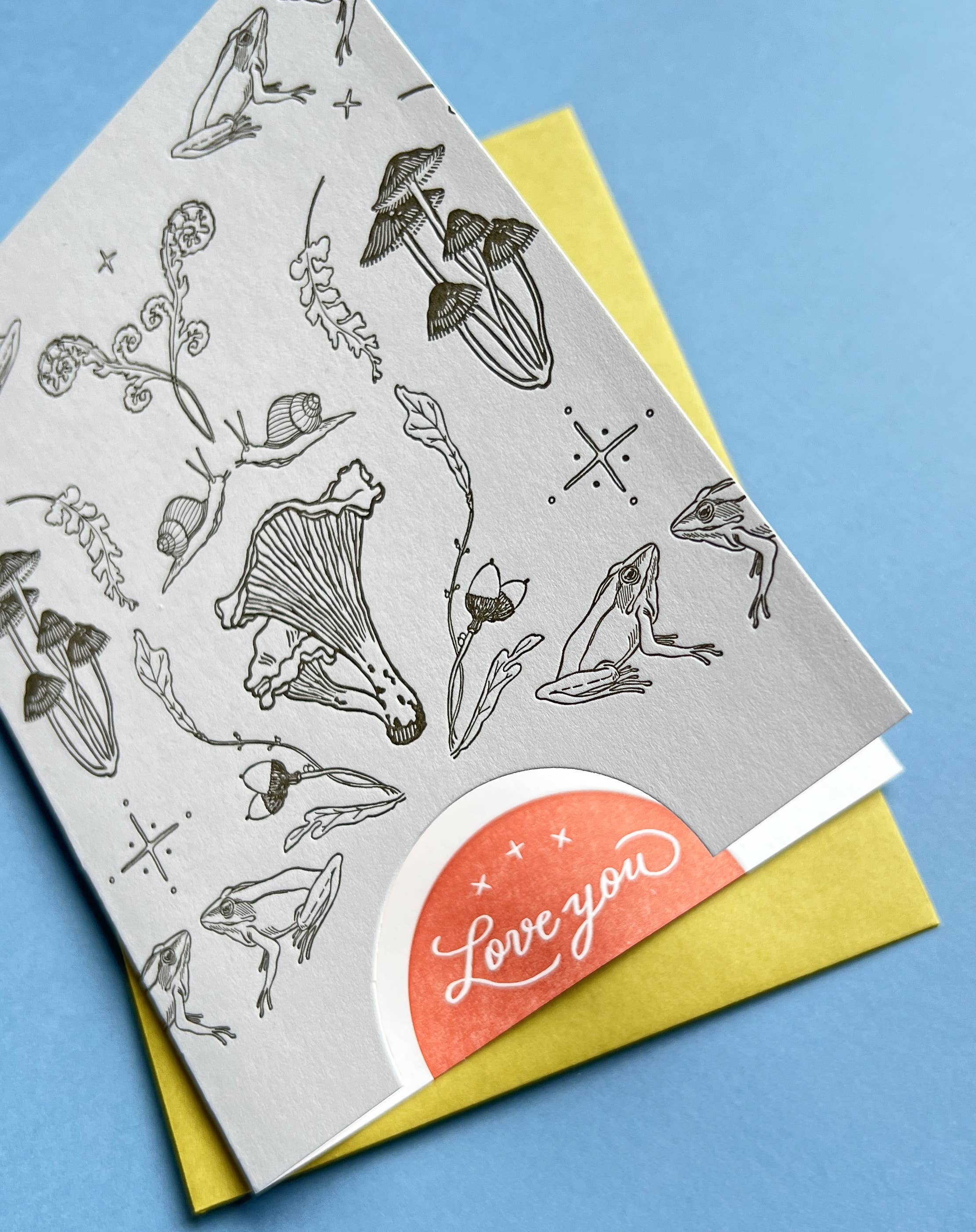 Blackbird Letterpress – wholesale Love card – mushroom woodland LOVE you card3