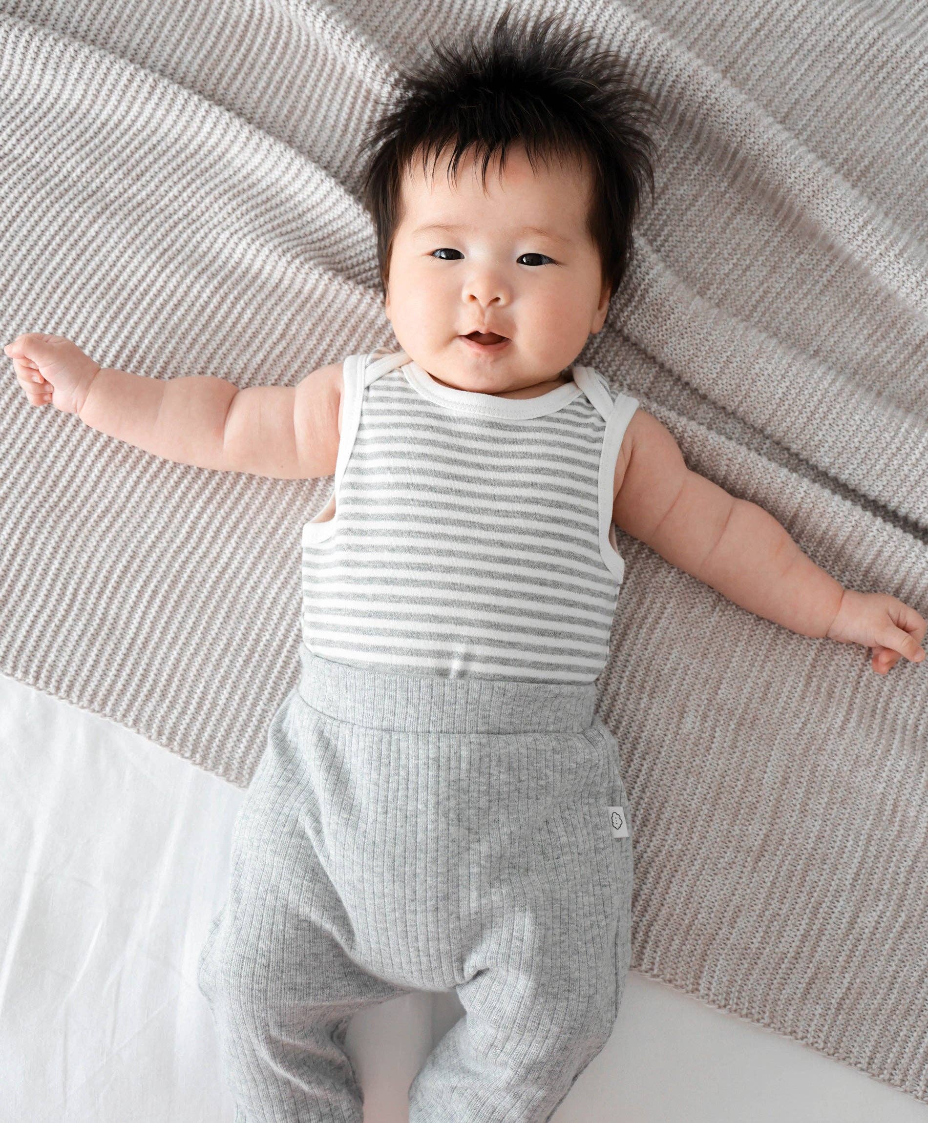 Lūmmi in Colour Babywear - Wholesale Bodysuit (Non-Footed) - Baby - Comfy baby singlet bodysuit - Grey stripes0