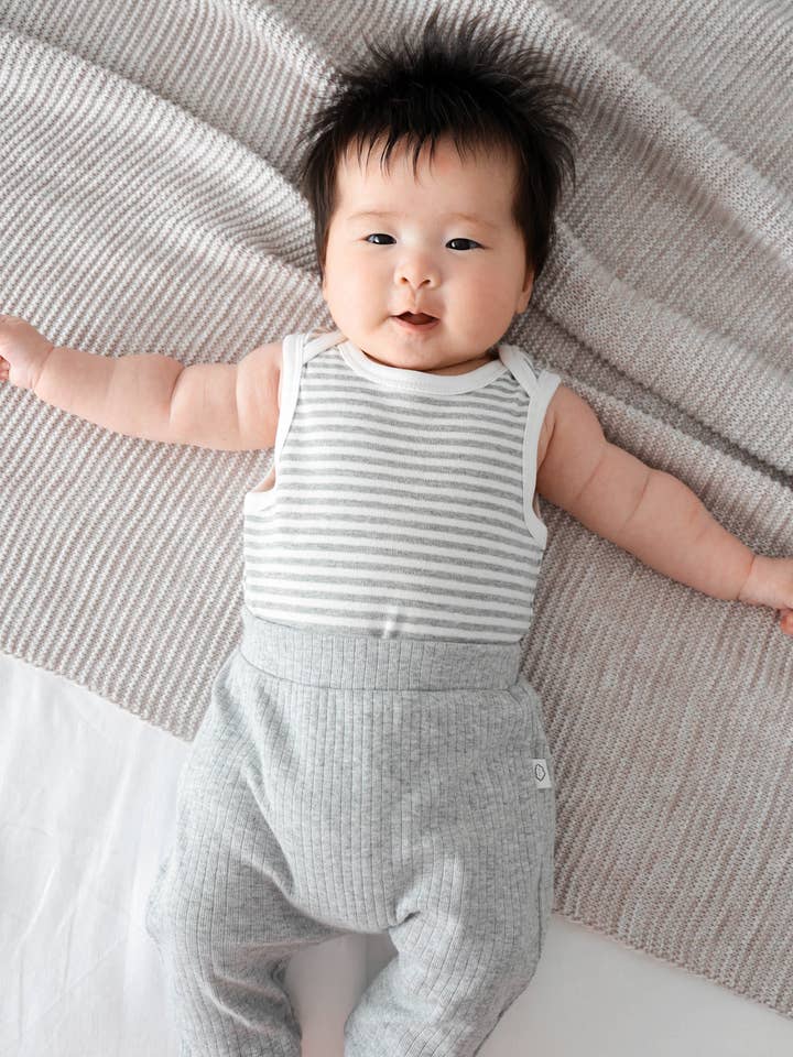 Lūmmi in Colour Babywear - Wholesale Bodysuit (Non-Footed) - Baby - Comfy baby singlet bodysuit - Grey stripes