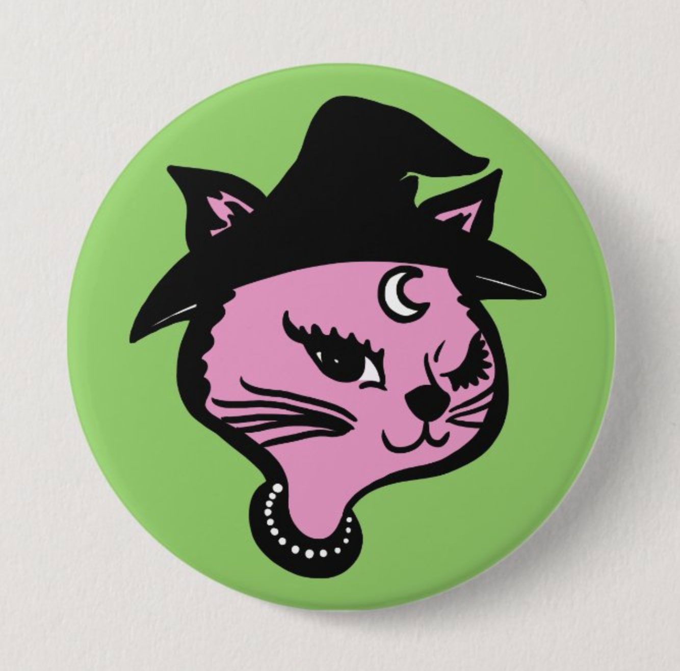 Astral Weekend - Wholesale Lapel Pin/Button - Retro Winking Witch Cat Button1