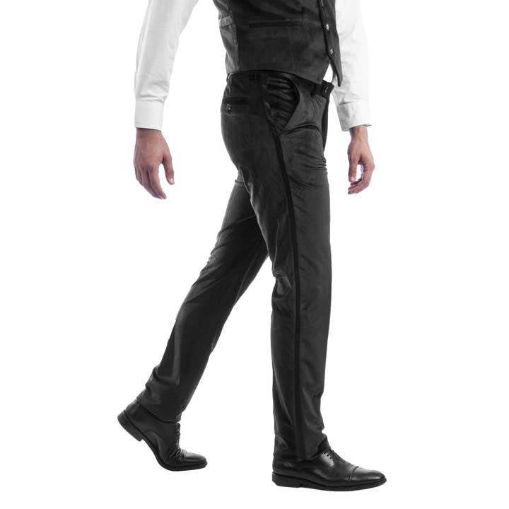 Sophisticated Noir: The Black Velvet Dress Tuxedo Pants for wholesale on Faire3