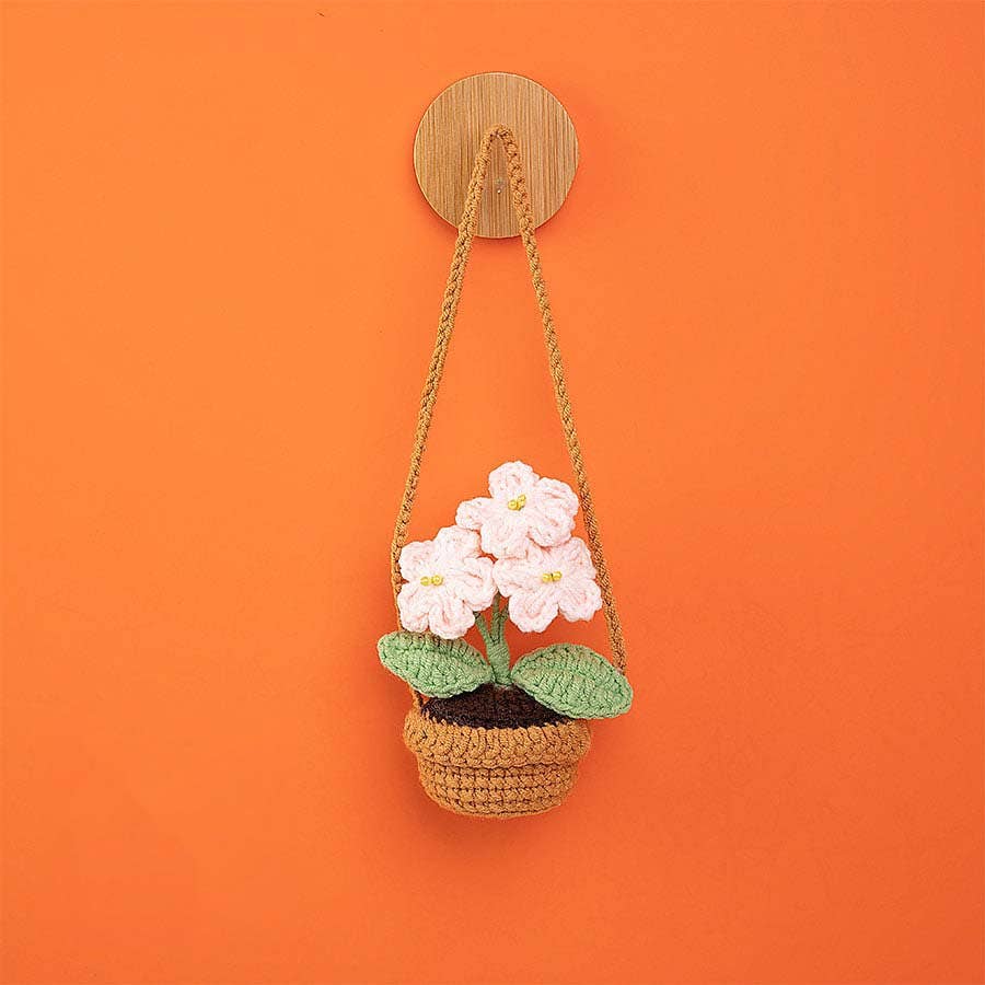 Anh2 LTD - Wholesale Car Decorative Charm - Unisex - Crochet Forget Me Not Flower Plant Basket Car Mirror Hanging6