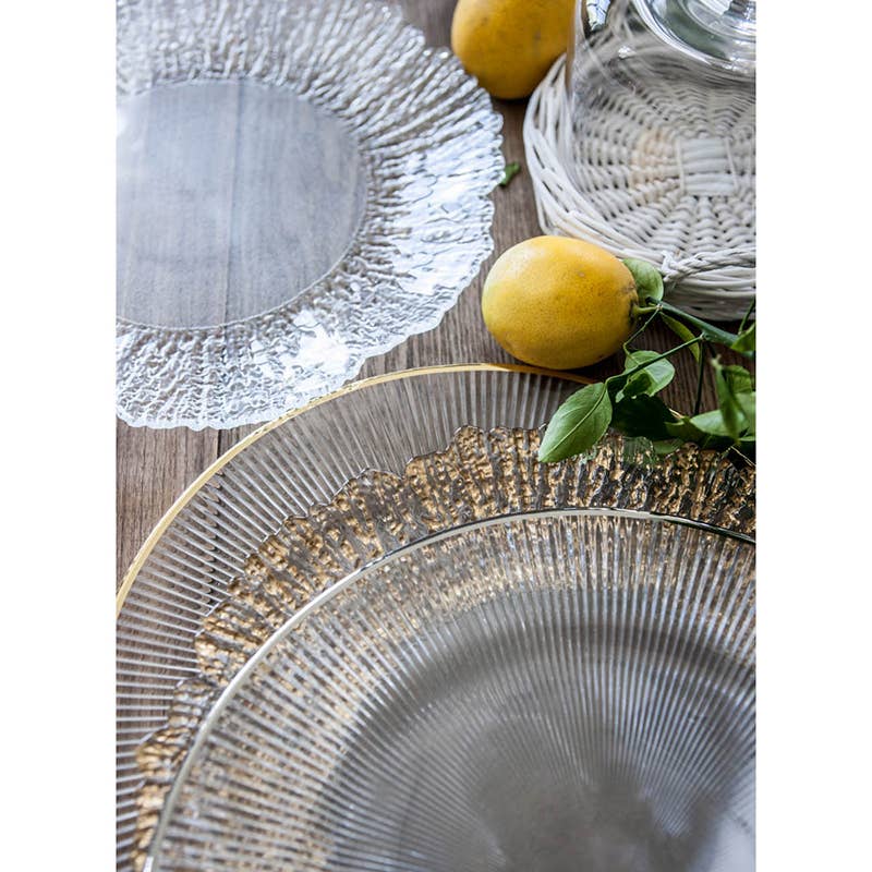 A&B Home Group Inc. - Vendita all'ingrosso Ciotole/Piatti decorativi - Sottopiatto in vetro con bordo dorato da 13" Radiant9