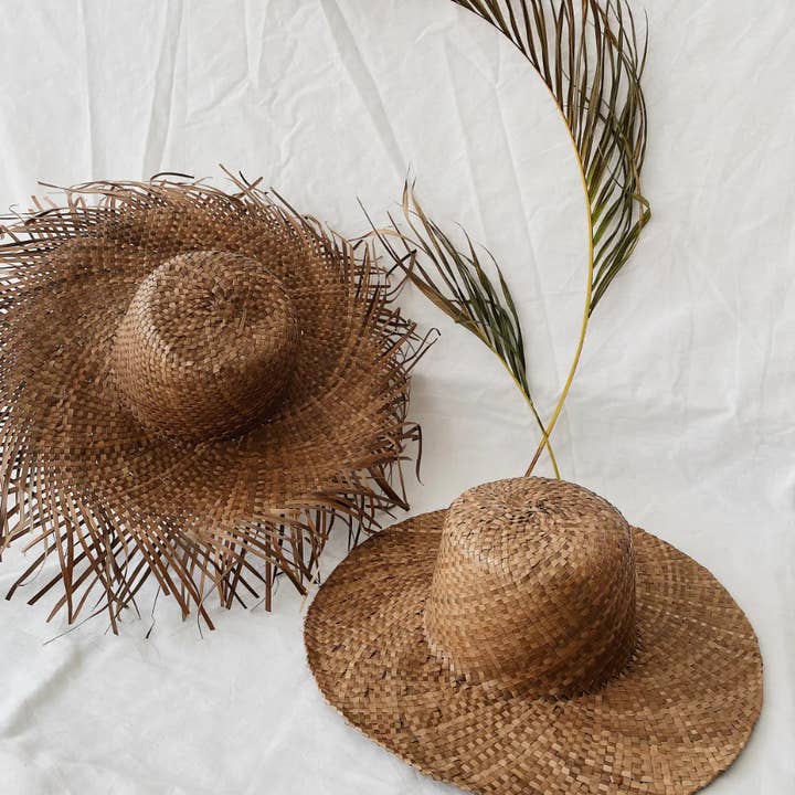 Bali Harvest - Wholesale Straw hat – Unisex - Handwoven Straw Hat (Brown) - Sun Boater Wicker Hat Papale2