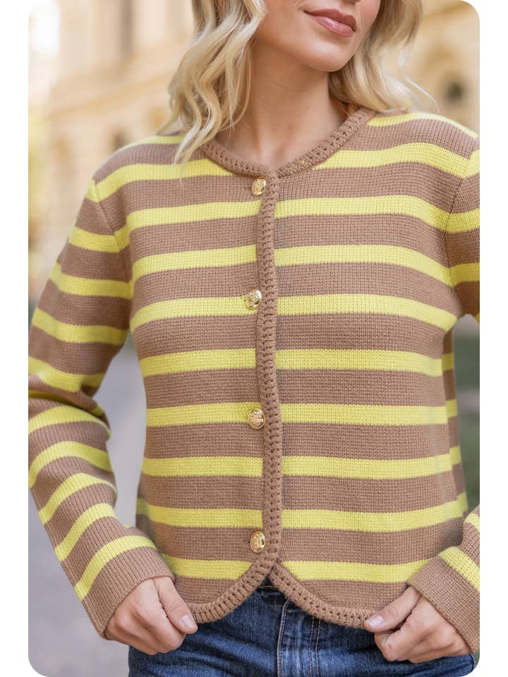 Strut & Bolt - Wholesale Cardigan - Women's - Button Down Stripe Cardigan15