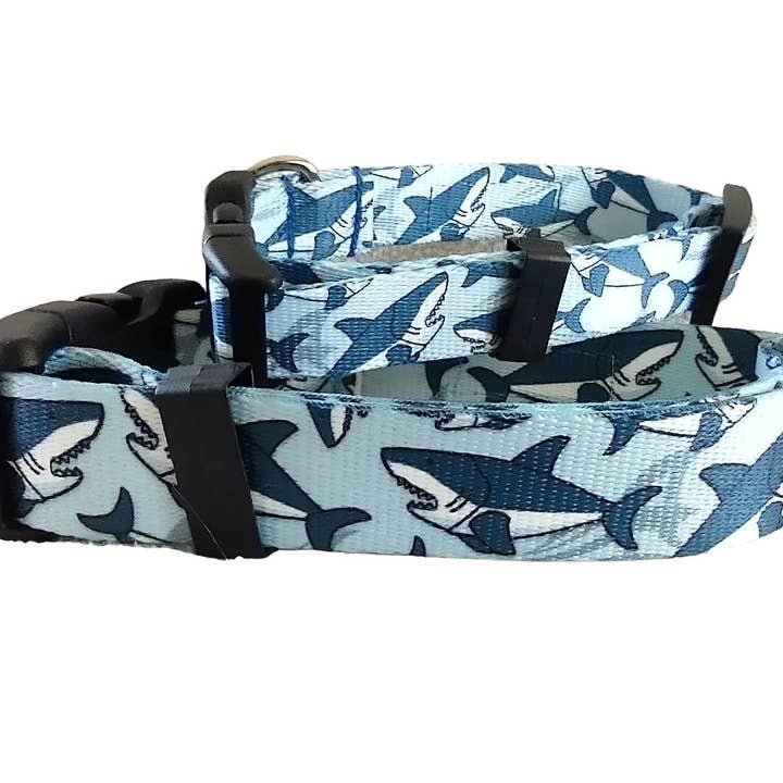 Collare per cani Blue Shark per la vendita all'ingrosso da parte di Shelby's Squad