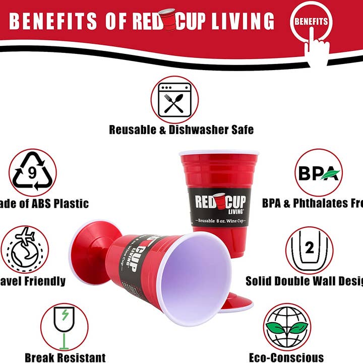 Red Cup Living - Wholesale Wine glass - Red Cup Living 8 oz. Reusable Wine Glass, 8 Oz, BPA Free4