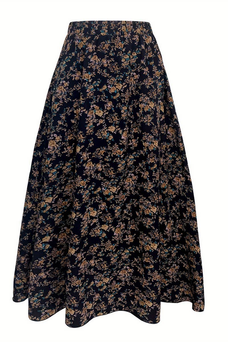 NINEXIS - Wholesale Skirt - Women's - CWBLS0446_LADIES ELEGANT COMMUTER PLEATED FLORAL SKIRT4