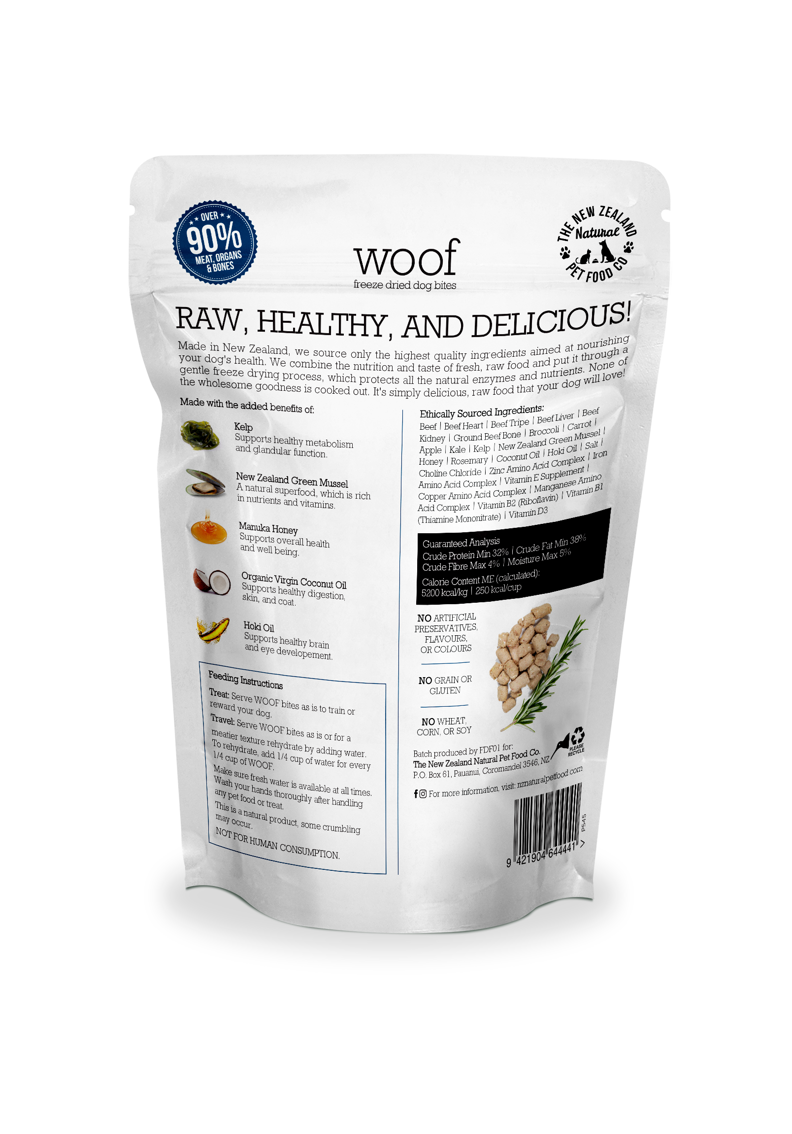 The New Zealand Natural Pet Food Co - Wholesale Pet Food - Dog - Woof Beef Freeze Dried Dog Food 1.76oz | 9.9oz | 2.2lb1