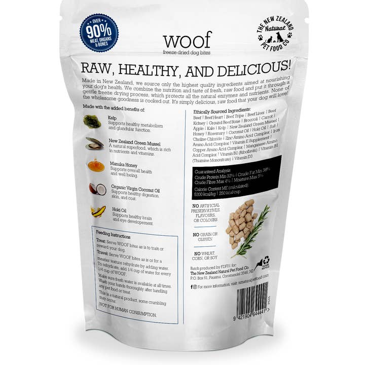 The New Zealand Natural Pet Food Co - Wholesale Pet Food - Dog - Woof Beef Freeze Dried Dog Food 1.76oz | 9.9oz | 2.2lb1