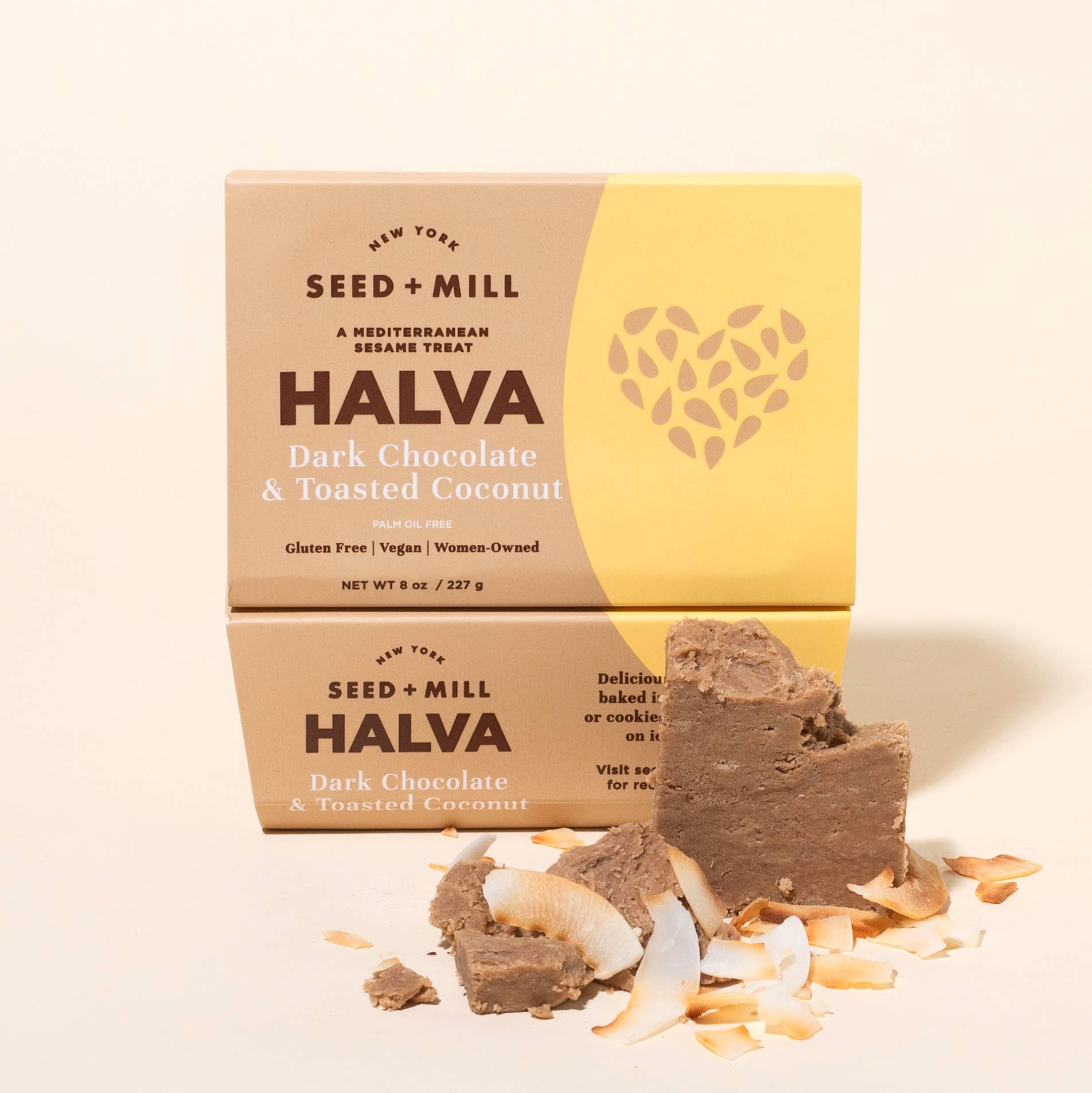 Seed + Mill - Wholesale Chocolate Bar - Toasted Coconut Chocolate Halva, 227g - Kosher Sesame Candy