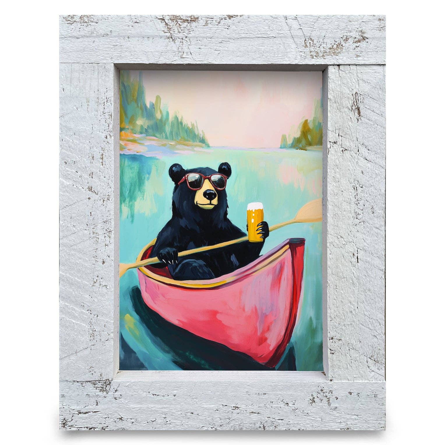 Mill Wood Art - Wholesale Art Print - Bear Beer Lake | Real Wood Framed Wall Art Print1