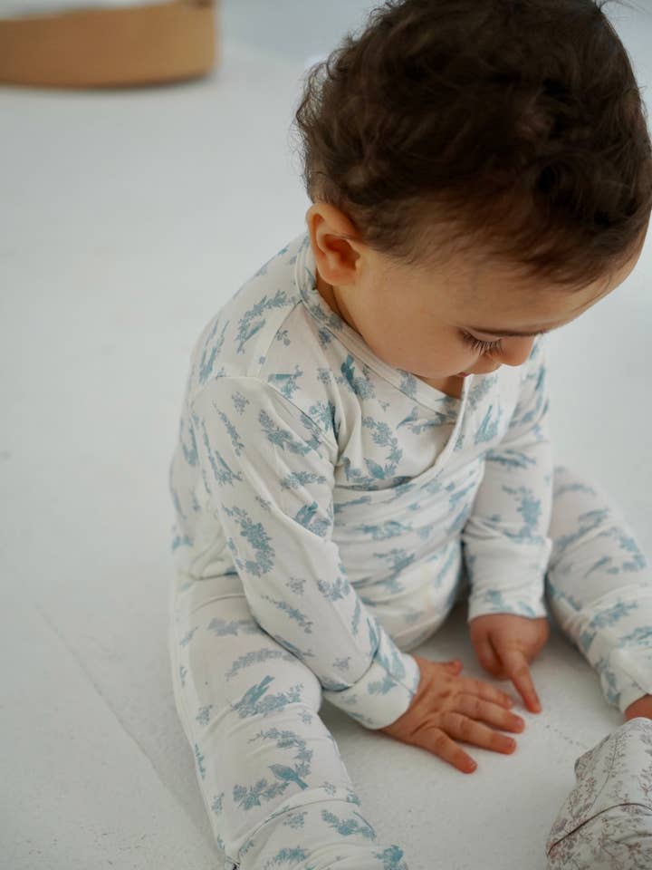 Little Threads - Wholesale Onesie – Kids - Little Blue Bird Bamboo Wrap Footie3