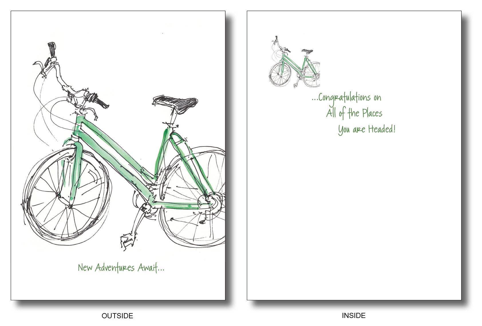 WORDS & WATERCOLORS BY PEG CONLEY - Wholesale Congratulations Card - Green Bike1