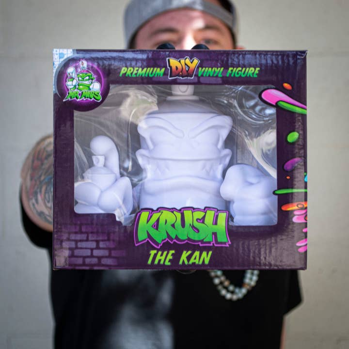 Tenacious Toys - Wholesale Decorative Figurine - "KRUSH THE KAN" 5 inch DIY WHITE VINYL FIGURE3