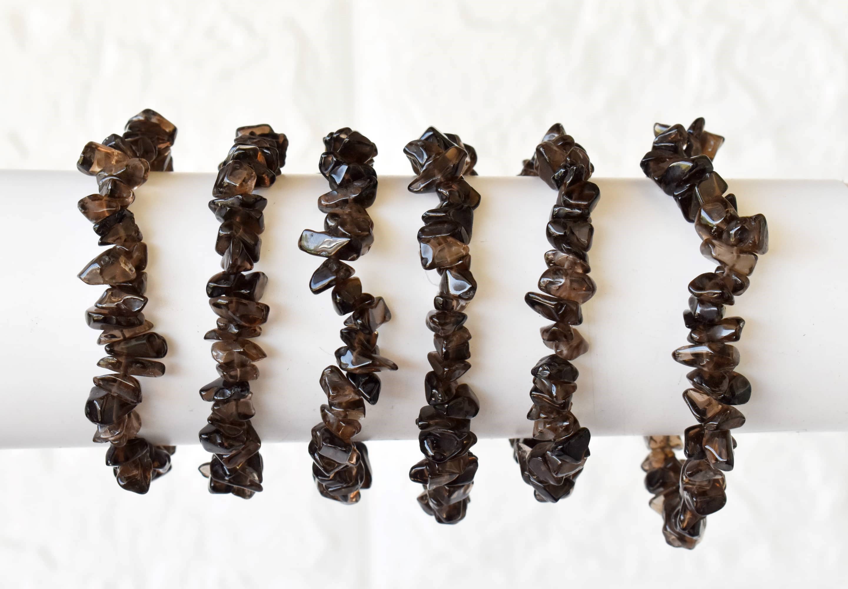 Soothing Crystals - Wholesale Beaded Bracelet - Smokey Quartz Chip Bracelet (Sense of Purpose & Purification7
