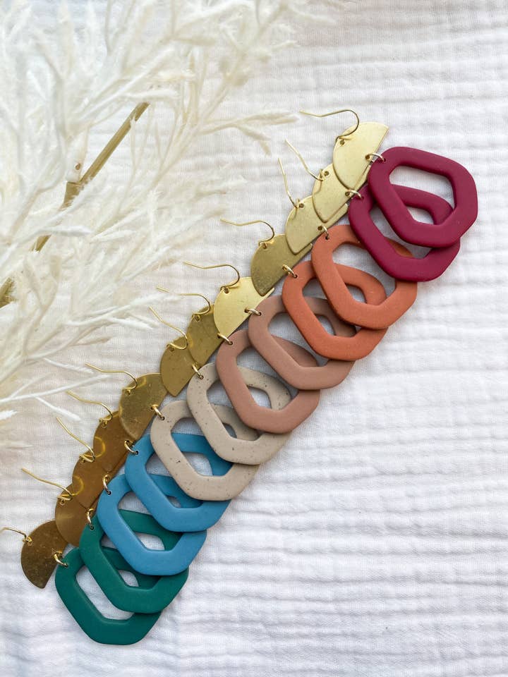 Classic Everyday Clay Earrings | Lightweight Brass Earrings for wholesale by A Thread and A Prayer