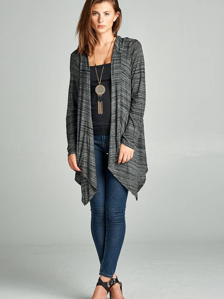 USA - Asymmetric Fashion Cardigan Sweater Hoodie with Pocket for wholesale by LKLUV